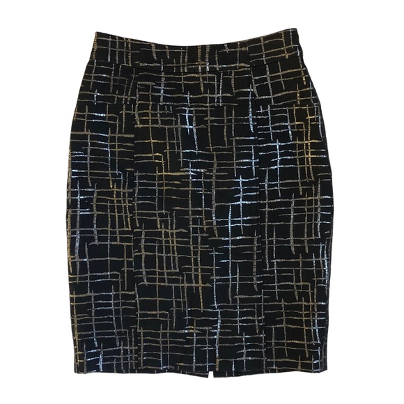 Calvin Klein Skirt Black Metallic Silver Lined Size 4 - Picture 6 of 6